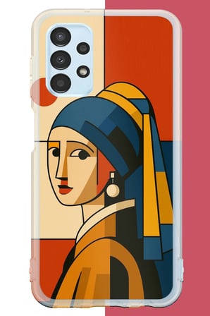 Samsung Galaxy A13 Uyumlu İnci Küpeli Kızın Modern Yorumu Baskılı Silikon Kılıf