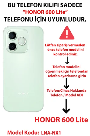 Honor 600 Lite Uyumlu embe Çizgili ve Lale Desenli Baskılı Silikon Kılıf