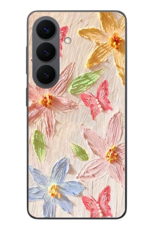 Samsung Galaxy S26 Uyumlu Kelebekli Papatya Baskılı Silikon Kılıf