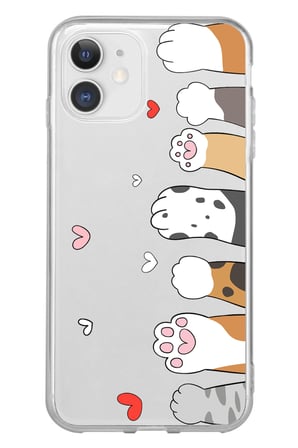 iPhone 11 Uyumlu Sevimli Kedi Patiler Tasarımlı Baskılı Silikon Kılıf