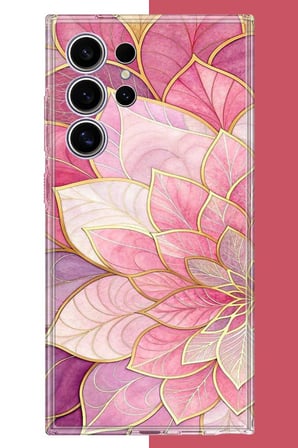 Samsung Galaxy S24 ULTRA Uyumlu pembe yaprak Baskılı Silikon Kılıf