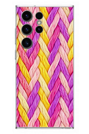 Samsung Galaxy S23 Ultra Uyumlu Mor Sarı Örgü Baskılı Silikon Kılıf