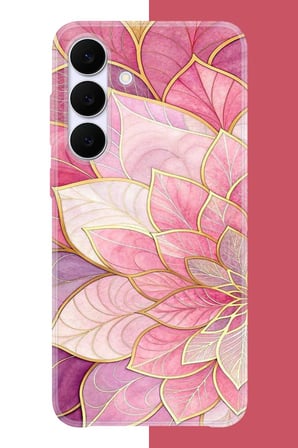 Samsung Galaxy S25 FE Uyumlu pembe yaprak Baskılı Silikon Kılıf