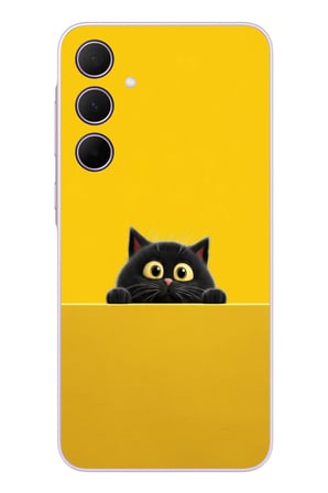 Samsung Galaxy A35 Uyumlu Sarı Gözlü Kedi Baskılı Silikon Kılıf