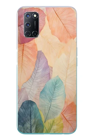 Oppo A52 Uyumlu Hafif Yapraklar Baskılı Silikon Kılıf