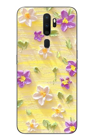 Oppo A5 2020 Uyumlu Mor Papatyalar Baskılı Silikon Kılıf