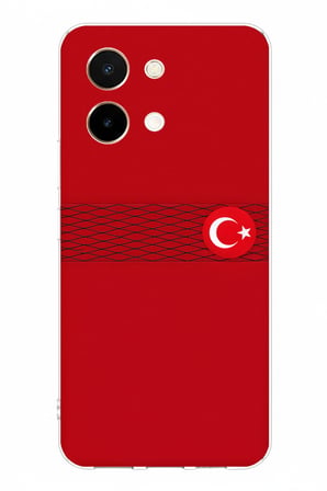 Vivo Y28 Uyumlu Türk Milli Takım Izgara Desenli Forma Baskılı Silikon Kılıf