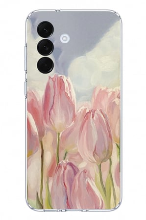 Samsung Galaxy A57 Uyumlu Pembe Laleler Baskılı Silikon Kılıf