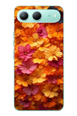 Tecno Spark 40 5G Uyumlu Sarı Pembe Çiçekler Baskılı Silikon Kılıf