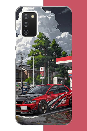 Samsung Galaxy A02S Uyumlu Bulutların Altında Spor Otomobil Baskılı Silikon Kılıf
