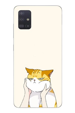 Samsung Galaxy A51 Uyumlu Sarı Kedi Yanakları Baskılı Silikon Kılıf