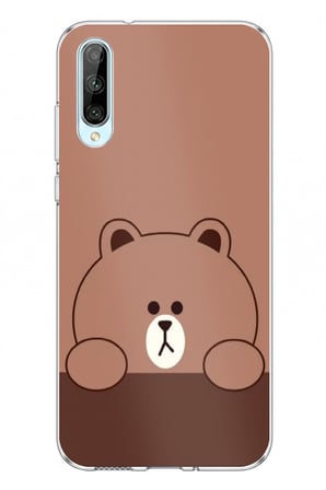 Huawei P Smart S Uyumlu Kahverengi Ayı Tasarımlı Baskılı Silikon Kılıf