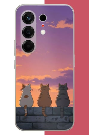 Tecno Camon 50 Uyumlu duvardaki kediler Baskılı Silikon Kılıf