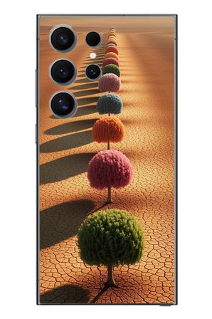 Samsung Galaxy S24 Ultra Uyumlu Sıralı Renkli Ağaçlar Baskılı Silikon Kılıf