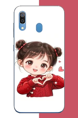Samsung Galaxy A20-A30 Uyumlu kawaii kalpli kız Baskılı Silikon Kılıf