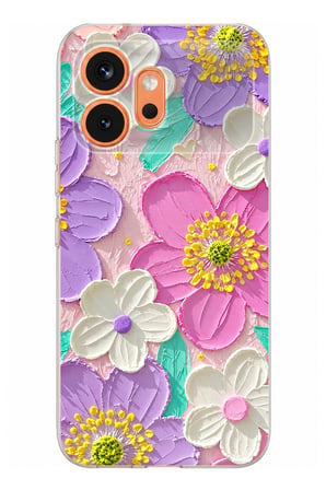 Honor 600 Uyumlu Mor ve Pembe Papatya Baskılı Silikon Kılıf