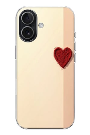 iPhone 17 Uyumlu Krem Zeminli Kırmızı Kalp Baskılı Silikon Kılıf