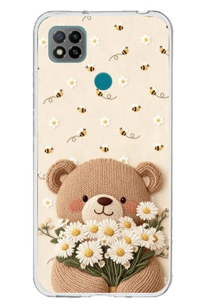 Redmi 9C / 10A Uyumlu Arı ve Papatya Sevimli Ayıcık Baskılı Silikon Kılıf