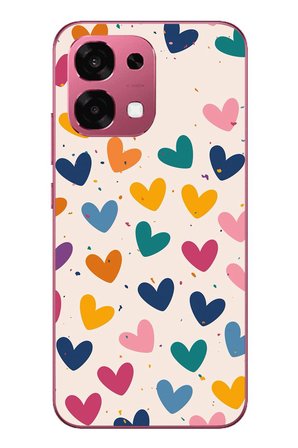 Oppo A6 PRO
 Uyumlu Mavi Sarı Kalpler Baskılı Silikon Kılıf