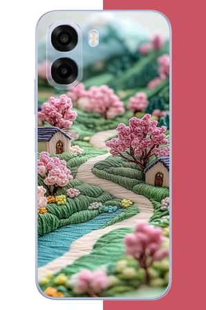 Oppo A6T-A6X Uyumlu nakışlı köy Baskılı Silikon Kılıf