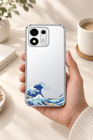 Honor X7e Plus 5G Uyumlu Kanagawa Oki Nami Ura Dalgası Tasarımlı Baskılı Silikon Kılıf