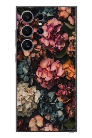 Samsung Galaxy S24 Ultra Uyumlu Koyu Çiçekler Baskılı Silikon Kılıf