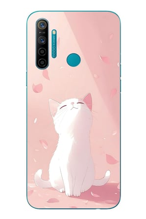 Realme 5i Uyumlu Minnoş Kedi Baskılı Silikon Kılıf