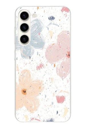 Samsung Galaxy S25 PLUS Uyumlu Pastel Soyut Çiçek ve Leke Desenli Baskılı Silikon Kılıf