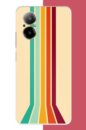 Realme 12 Lite Uyumlu Retro Renk Şeritleri Baskılı Silikon Kılıf