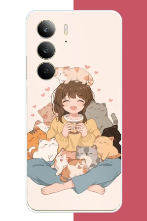 Realme C75 Uyumlu kawaii yavru kediler Baskılı Silikon Kılıf