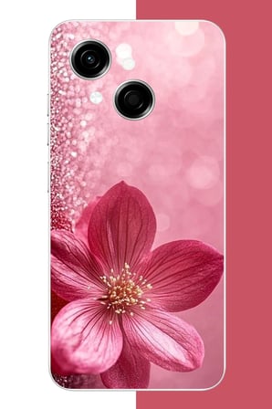 Tecno Spark GO 1 Uyumlu Pembe Işıltı Baskılı Silikon Kılıf
