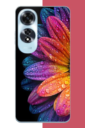 Oppo A60 Uyumlu Gökkuşağı Papatyası Baskılı Silikon Kılıf