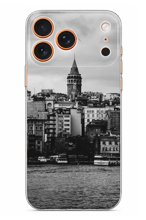 iPhone 17 PRO MAX Uyumlu Galata Kulesi ve Deniz Manzaralı Baskılı Silikon Kılıf