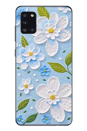 Samsung Galaxy A31 Uyumlu Mavi Papatyalar Baskılı Silikon Kılıf