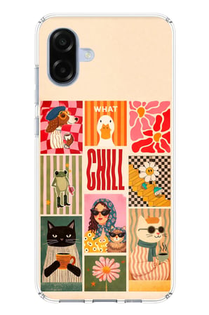 Samsung Galaxy A07 Uyumlu Cool Chill Krem Pop Art Kolaj Baskılı Silikon Kılıf