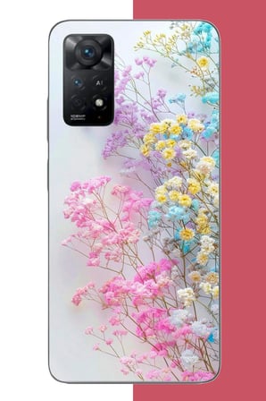 Redmi Note 11E Uyumlu renkli çiçek Baskılı Silikon Kılıf