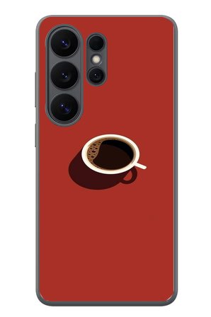 Samsung Galaxy S26 Ultra Uyumlu Sade Kahve Kupası Baskılı Silikon Kılıf