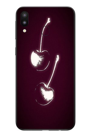 Samsung Galaxy M20 Uyumlu İki Kiraz Baskılı Silikon Kılıf