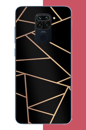 Redmi Note 9 Uyumlu altın diyagonal çizgi Baskılı Silikon Kılıf