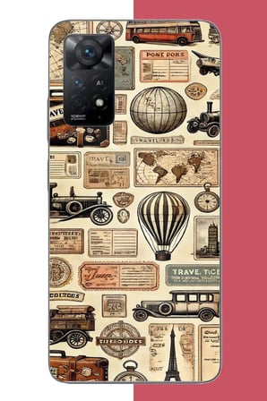 Redmi Note 11E Uyumlu vintage seyehat Baskılı Silikon Kılıf
