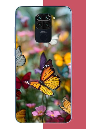Redmi Note 9 Uyumlu Kelebek Bahçesi Baskılı Silikon Kılıf