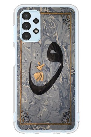 Samsung Galaxy A13 Uyumlu Vav Harfi Gri Baskılı Silikon Kılıf