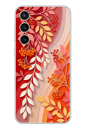 Samsung Galaxy S23 Fe Uyumlu Kırmızı Beyaz İğdeler Baskılı Silikon Kılıf