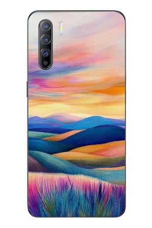 Oppo Reno 3 Uyumlu Renkli Pastel Günbatımı Baskılı Silikon Kılıf