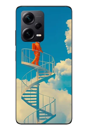 Redmi Note 12 Pro Plus Uyumlu Astronot Gökyüzü Baskılı Silikon Kılıf
