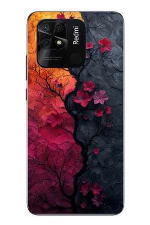 Redmi 10C Uyumlu Yaprak Geçişkenliği Baskılı Silikon Kılıf