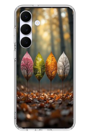 Samsung Galaxy S25 FE Uyumlu Dört Mevsim Yaprakları Baskılı Silikon Kılıf