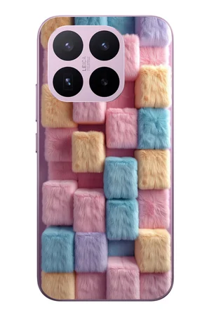 Xiaomi 17T
 Uyumlu Pembe Tüylü Kareler Baskılı Silikon Kılıf
