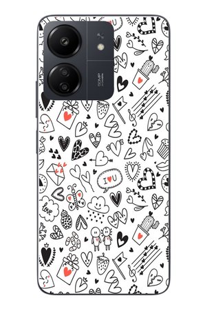 Redmi 13C Uyumlu Retro Kalp Karışık Baskılı Silikon Kılıf