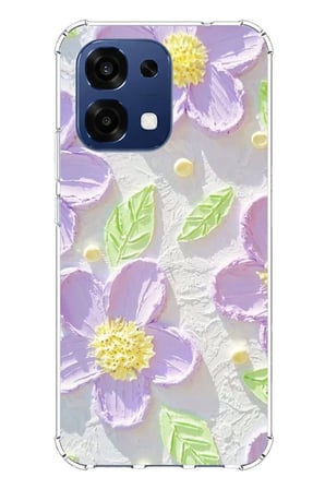 Oppo A6 PRO Uyumlu Mor Papatyalar Sulu Boya Baskılı Silikon Kılıf